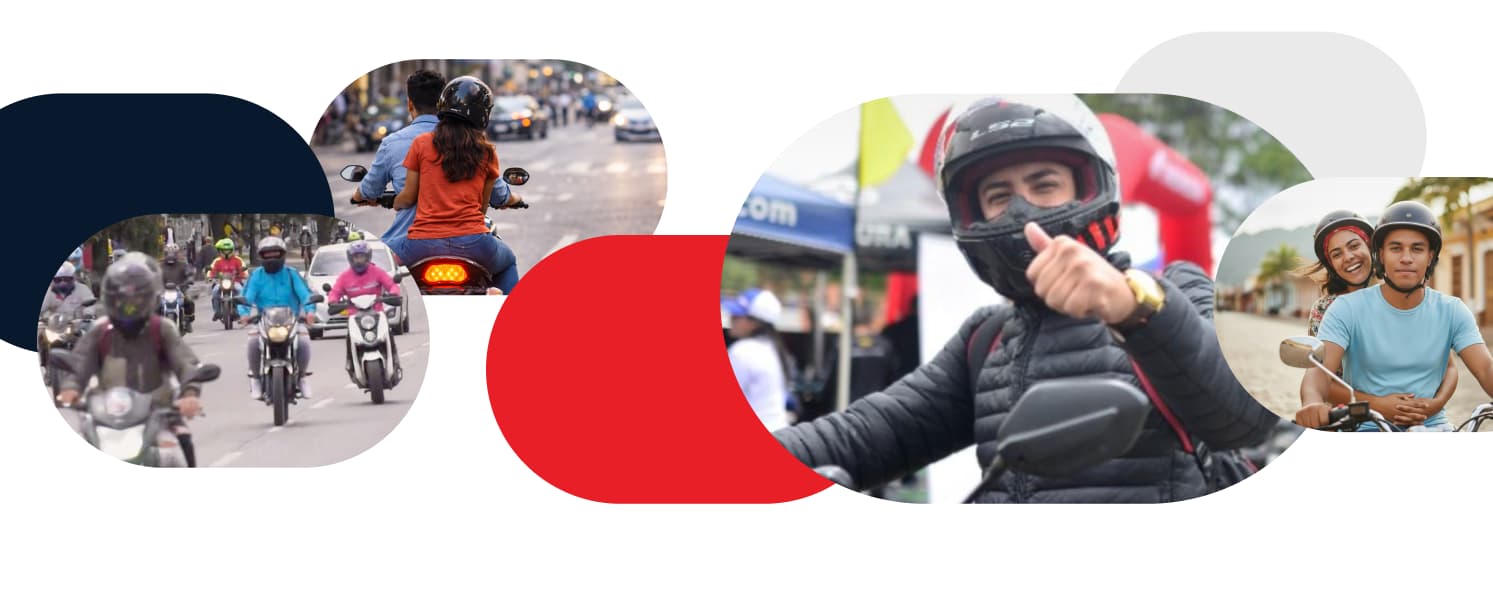 Collage de clientes y motociclistas Gud Moto