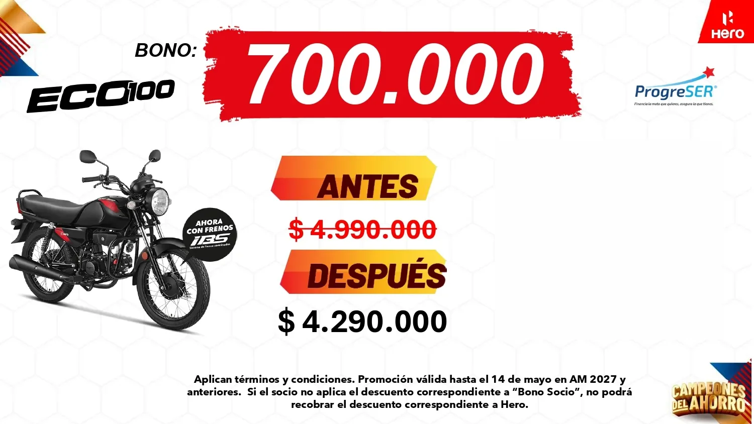 Promocion Hero ECO 100 con bono de $700.000