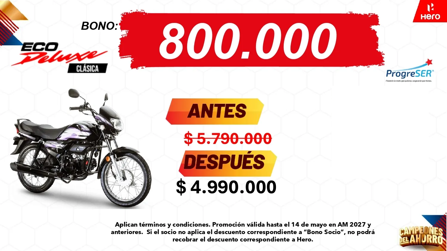 Promocion Hero ECO Deluxe Clasica con bono de $800.000