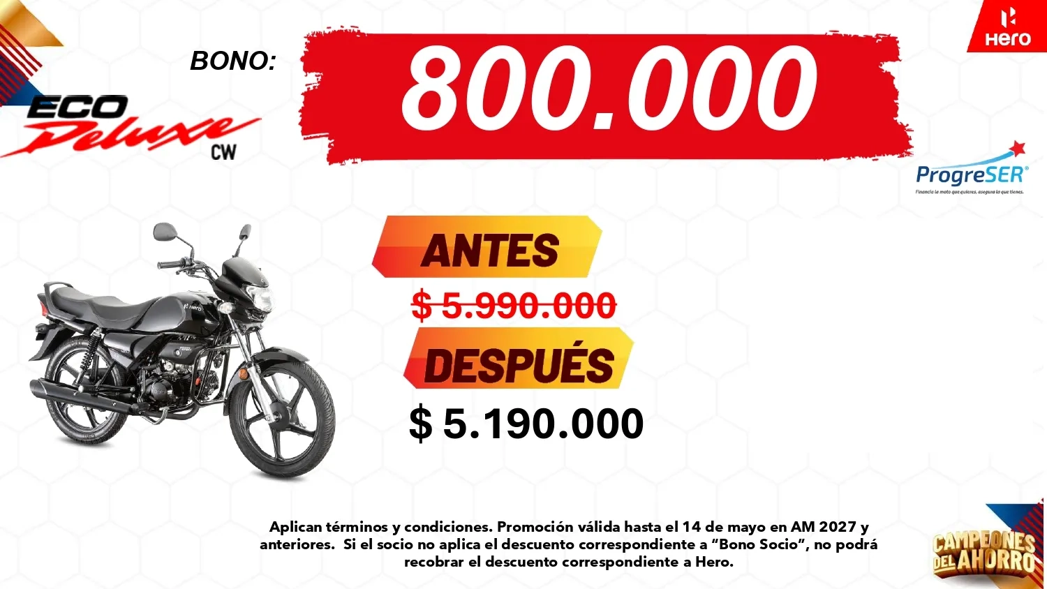 Promocion Hero ECO Deluxe CW con bono de $800.000
