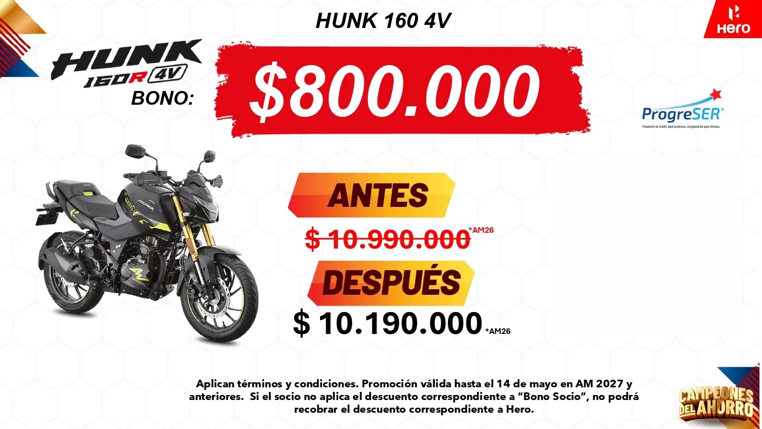 Promocion Hero XPulse 4V 200 con bono de $900.000