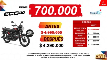 Promocion Hero ECO 100 con bono de $700.000