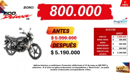 Promocion Hero ECO Deluxe CW con bono de $800.000